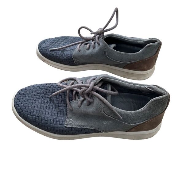 UGG Hepner Grey Suede Leather Woven Trainer Lace Up Shoe Sneaker Mens 8.5 - Picture 13 of 15